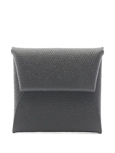 Pre-owned Hermes Bastia Coin Purse In Gray