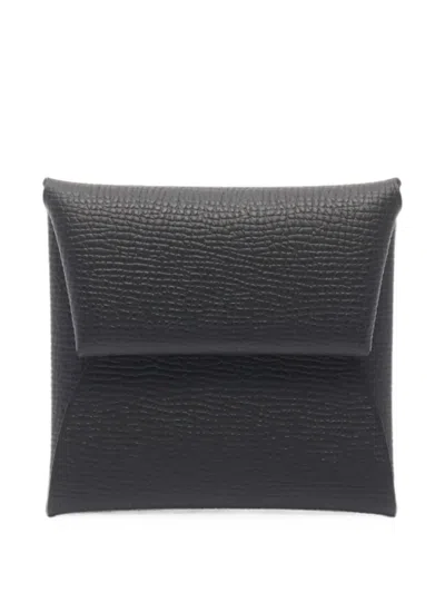 Pre-owned Hermes Bastia Epsom Coin Purse In Black