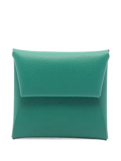 Pre-owned Hermes Bastia Epsom Coin Purse In Green