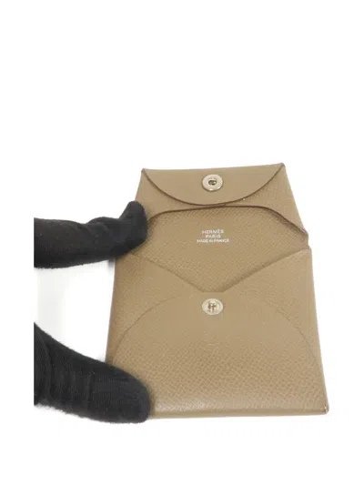 Pre-owned Hermes Bastia Epsom Wallet In Neutral