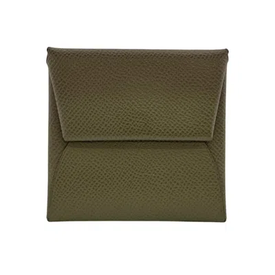 Pre-owned Hermes Bastia Etoupe Gray Epsom Leather Coin Purse/coin Case ()