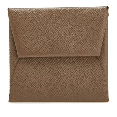 Pre-owned Hermes Bastia Etoupe Gray Gray Epsom Leather Coin Purse/coin Case ()