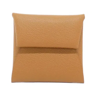 Pre-owned Hermes Bastia Gold Epsom Leather Coin Purse/coin Case ()