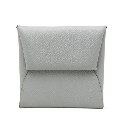 Pre-owned Hermes Bastia Gray Epsom Leather Coin Purse/coin Case ()