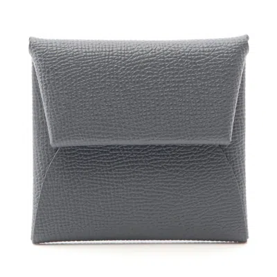 Pre-owned Hermes Bastia Gray Epsom Leather Coin Purse/coin Case ()