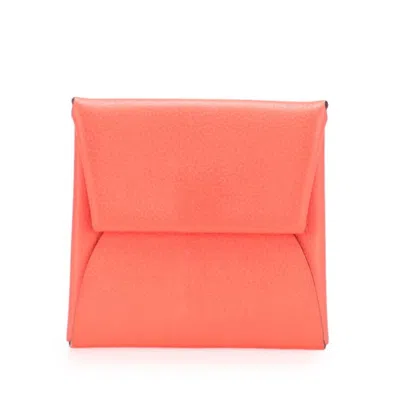 Pre-owned Hermes Bastia Pink Chevre Leather Coin Purse/coin Case ()