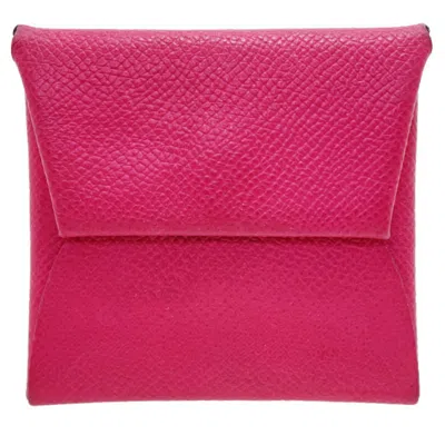 Pre-owned Hermes Bastia Pink Leather Coin Purse/coin Case ()
