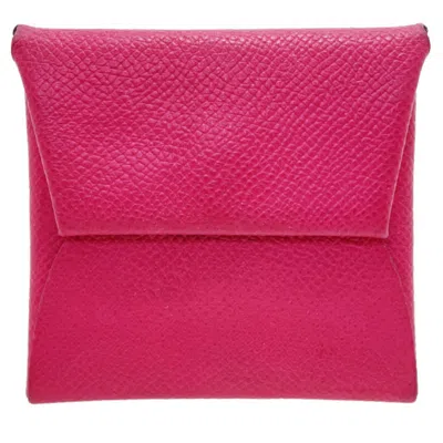 Pre-owned Hermes Bastia Pink Leather Coin Purse/coin Case ()