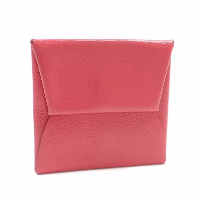 Pre-owned Hermes Bastia Red Color Leather Coin Purse/coin Case ()