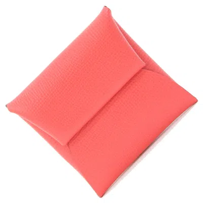Pre-owned Hermes Bastia Rose Eglantine Epsom Leather Coin Purse/coin Case ()