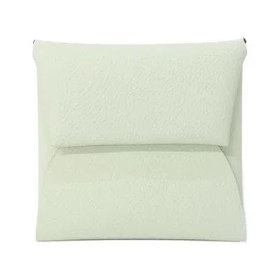 Pre-owned Hermes Bastia Vert Epsom Leather Coin Purse/coin Case () In Green
