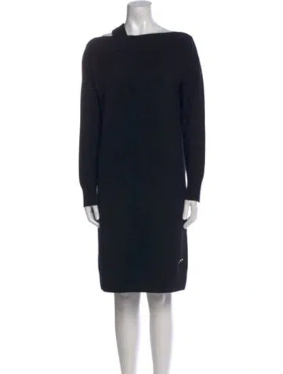 Pre-owned Hermes Bateau Neckline Knee-length Dress In Black