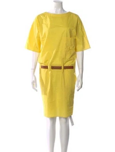 Pre-owned Hermes Bateau Neckline Knee-length Dress In Yellow