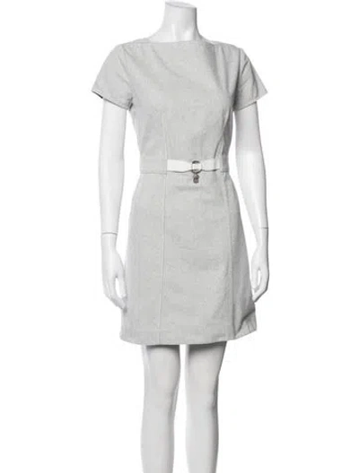 Pre-owned Hermes Bateau Neckline Mini Dress In Gray
