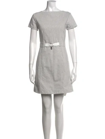 Pre-owned Hermes Bateau Neckline Mini Dress In Gray