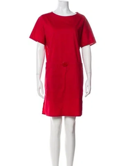 Pre-owned Hermes Bateau Neckline Mini Dress In Red