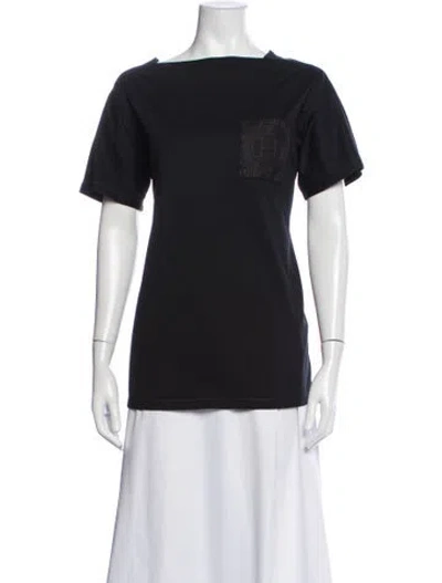 Pre-owned Hermes Bateau Neckline Short Sleeve T-shirt In Black