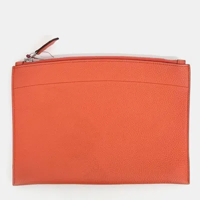 Pre-owned Hermes Bazaar Clutch Bag In Orange