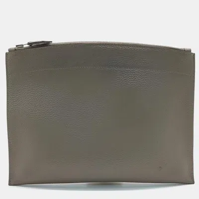 Pre-owned Hermes Bazar Clutch Bag In Grey