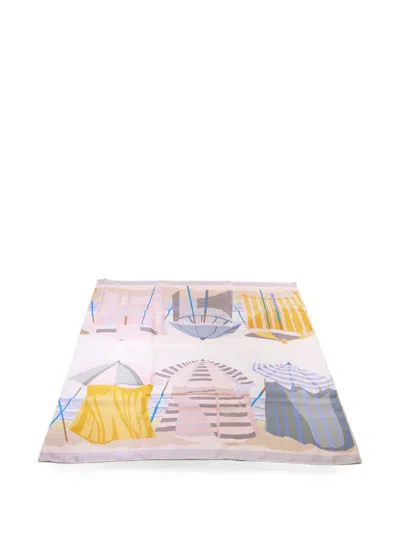 Pre-owned Hermes Beach-print Scarf In Pink
