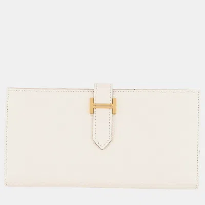 Pre-owned Hermes Beansufla Nata Chevre Myzore Goatskin In White