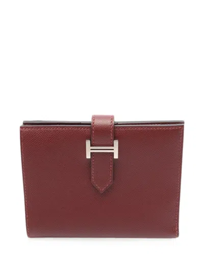 Pre-owned Hermes Bearn Bi-fold Wallet In Red