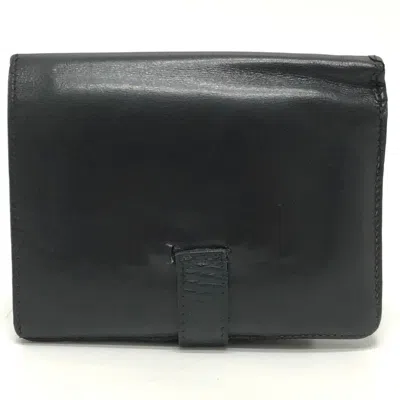 Pre-owned Hermes Bearn Black Box Calf Leather Wallet (bi-fold) ()