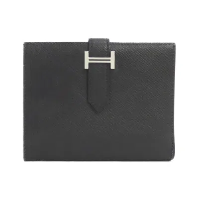 Pre-owned Hermes Bearn Black Epsom Leather Wallet (bi-fold) ()