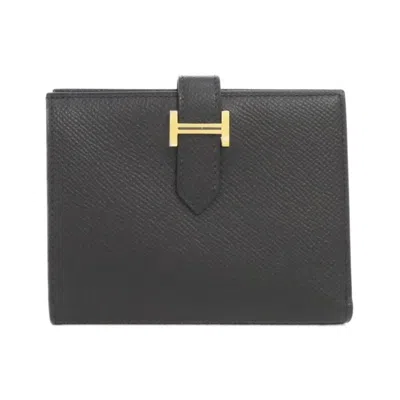 Pre-owned Hermes Bearn Black Epsom Leather Wallet (bi-fold) ()