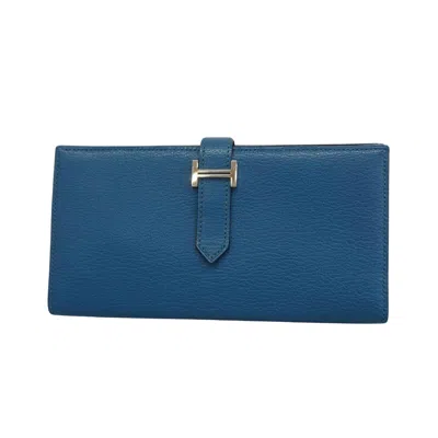 Hermes Hermès Béarn Blue Leather Wallet  ()