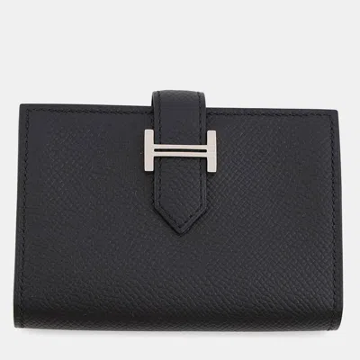 Pre-owned Hermes Bearn Card Case Black Epsom