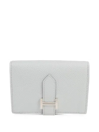 Pre-owned Hermes Bearn Card Case In Blue