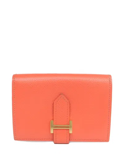Pre-owned Hermes Bearn Card Holder In Orange