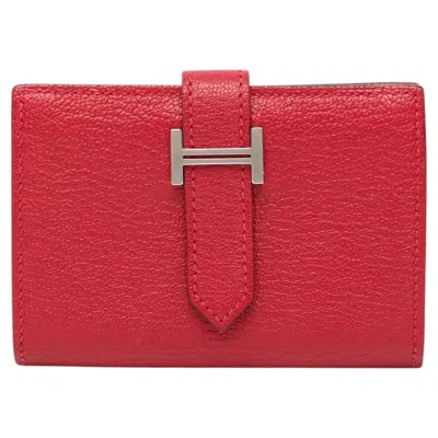 Pre-owned Hermes Hermès Bearn Card Holder In Red