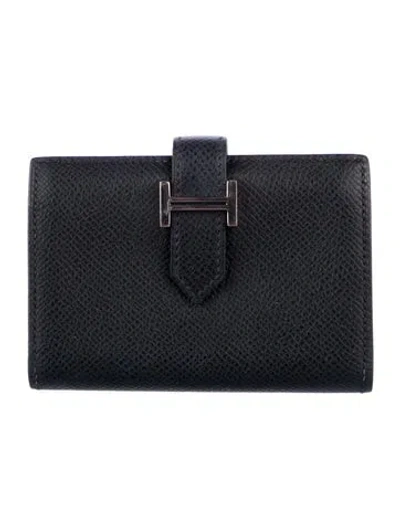 Pre-owned Hermes Bearn Cardholder In Black