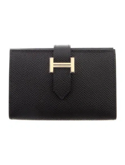 Pre-owned Hermes Bearn Cardholder In Black