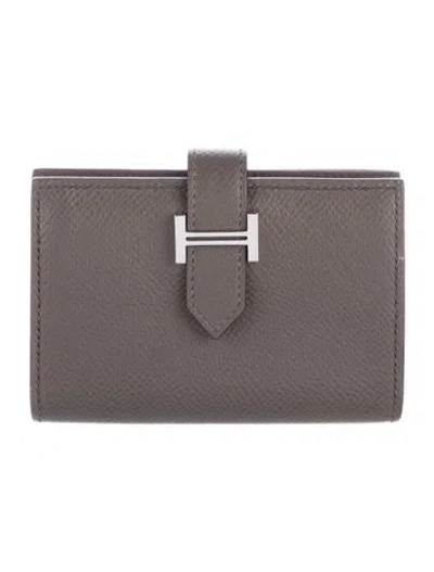 Pre-owned Hermes Bearn Cardholder In Brown
