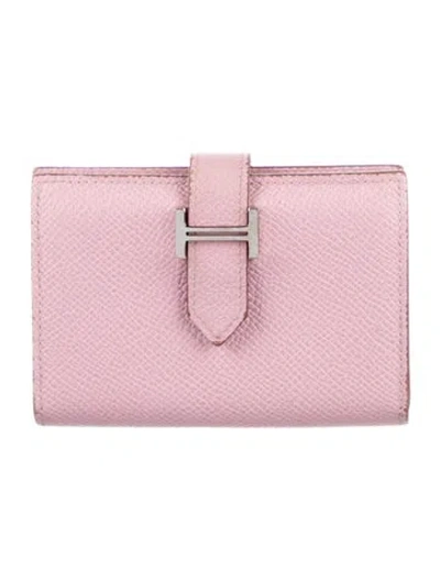 Pre-owned Hermes Bearn Cardholder In Pink