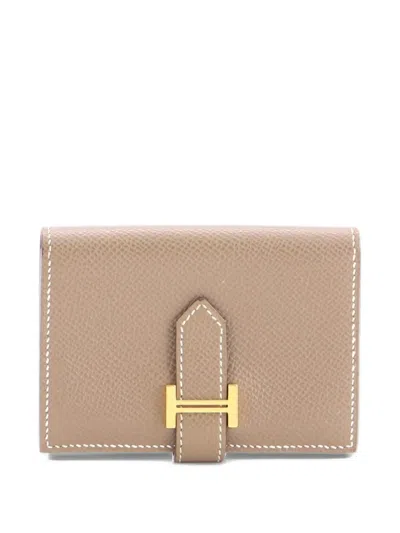 Pre-owned Hermes Bearn Case Epsom Card Holder In Grey