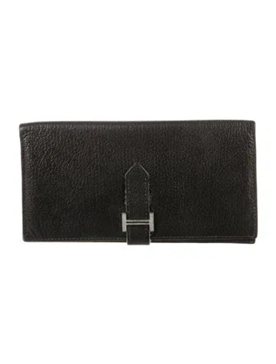 Pre-owned Hermes Bearn Classic Wallet In Black