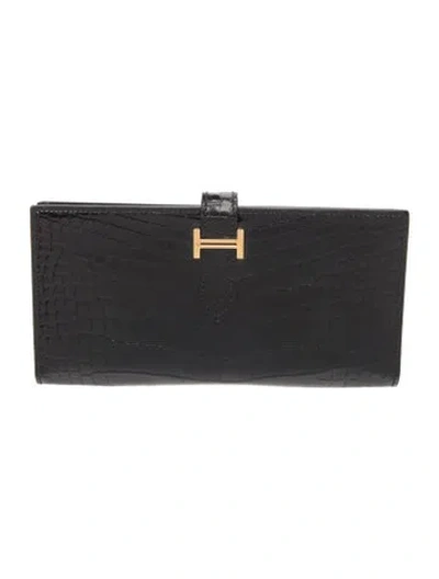 Pre-owned Hermes Bearn Classic Wallet In Black