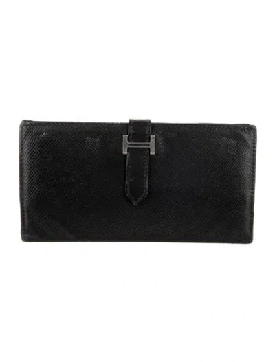 Pre-owned Hermes Bearn Classique Wallet In Black