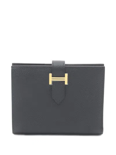 Pre-owned Hermes Bearn Compact Bi-fold Wallet In Black