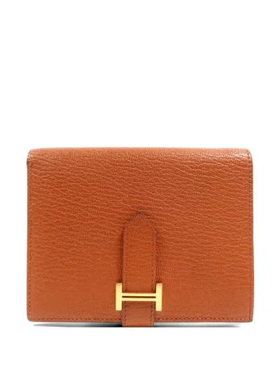 Pre-owned Hermes Bearn Compact Wallet In Brown