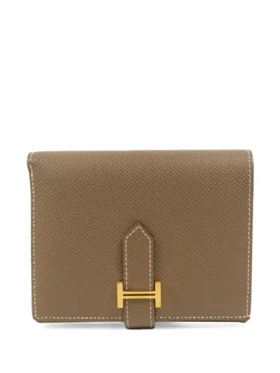 Pre-owned Hermes Bearn Compact Wallet In Brown