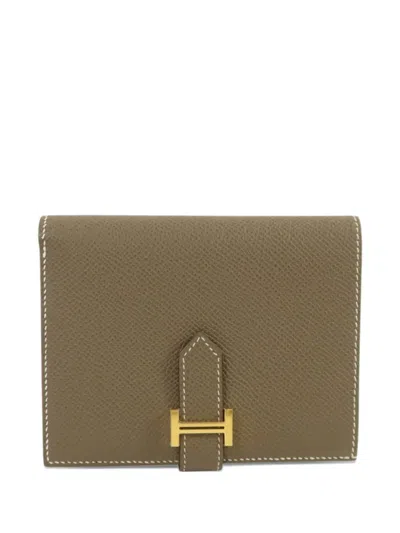 Pre-owned Hermes Bearn Compact Wallet In Neutral