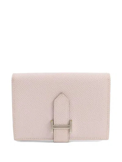 Pre-owned Hermes Bearn Compact Wallet In Pink