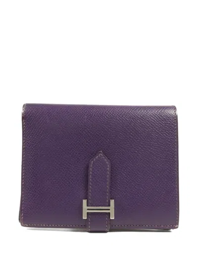 Pre-owned Hermes Bearn Compact Wallet In Purple