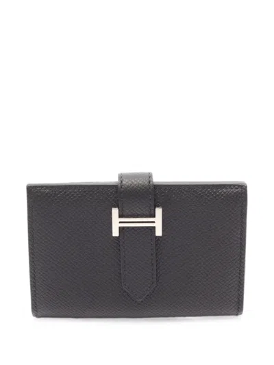 Pre-owned Hermes Béarn Epsom Card Case In Black