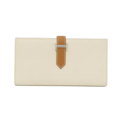 Pre-owned Hermes Bearn Epsom Leather Long Wallet (bi-fold) ()
